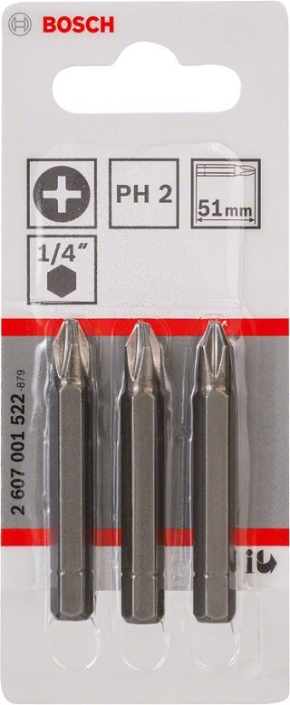 BIT, GROT, KOŃCÓWKA PH2 51MM EH 3PCS BOSCH