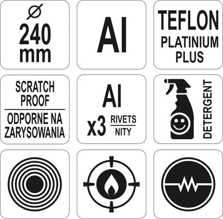 PATELNIA ALUMINIOWA TEFLON 240MM YATO GASTRO