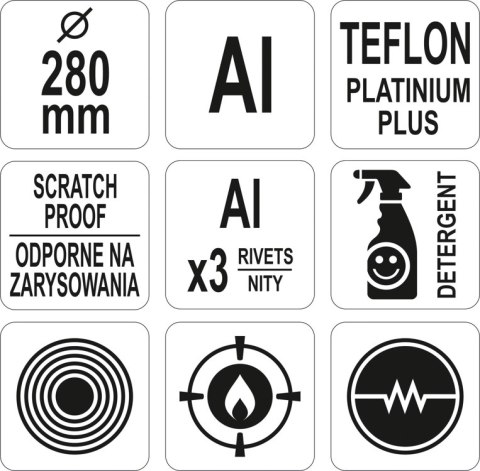 PATELNIA ALUMINIOWA TEFLON 280MM YATO GASTRO