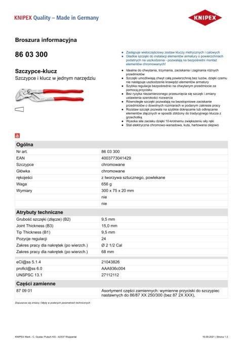 SZCZYPCE-KLUCZ 300MM KNIPEX