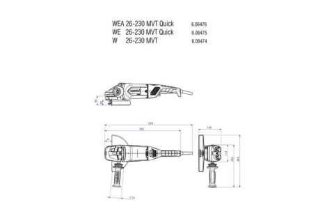 SZLIFIERKA KĄTOWA WE 26-230 MVT QUICK METABO