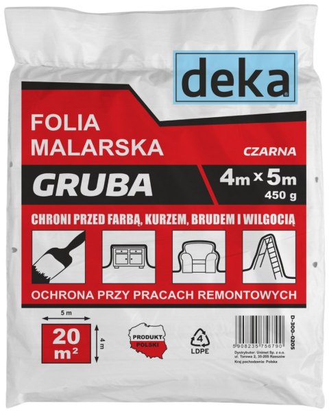 FOLIA MALARSKA GRUBA CZARNA 4*5M 450G DEKA