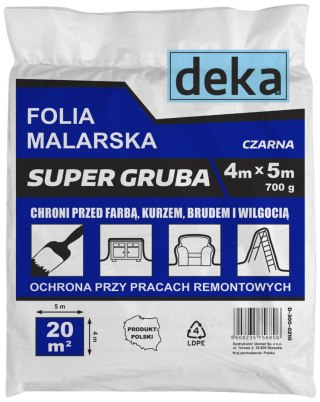 FOLIA MALARSKA SUPER GRUBA CZARNA 4*5M 700G DEKA