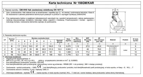 HAK ZAWIESIOWY WIDEŁKOWY Z ZABEZPIECZENIEM G8 10MM WLL3.15T UN