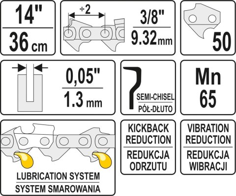 ŁAŃCUCH TNĄCY DO PILARKI 14'' 3/8' 1.3MM 50Z YATO