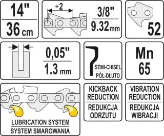 ŁAŃCUCH TNĄCY DO PILARKI 14'' 3/8' 1.3MM 52Z YATO