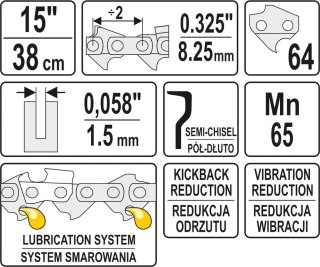 ŁAŃCUCH TNĄCY DO PILARKI 15'' .325 1.5MM 64Z YATO