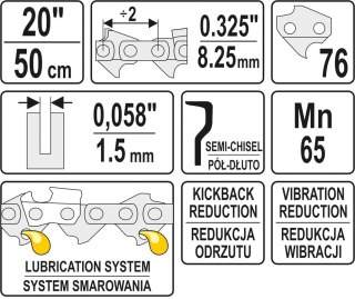 ŁAŃCUCH TNĄCY DO PILARKI 20'' .325 1.5MM 76Z YATO