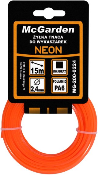 ŻYŁKA DO WYKASZARKI KWADRAT NEON 2,0MM 15M MC GARDEN