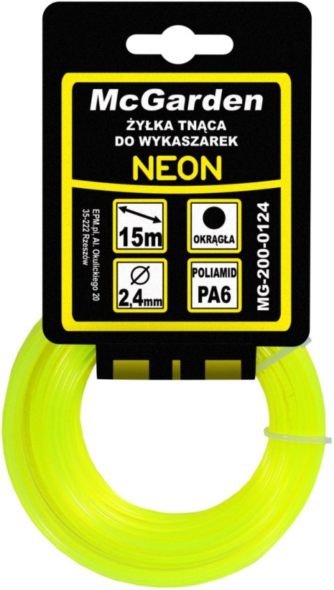 ŻYŁKA DO WYKASZARKI OKRĄGŁA NEON 2,0MM 15M MC GARDEN