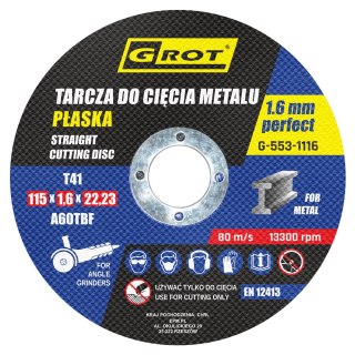 TARCZA PŁASKA T1A 115*1.6*22 KOMPLET 10 SZTUK GROT