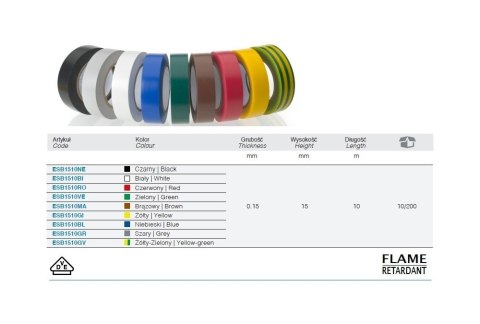 TAŚMA ELEKTROIZOLACYJNA 10M*15MM BIAŁA BM GROUP