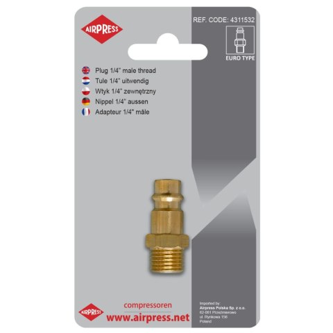 WTYK SZYBKOZŁĄCZKI Z GWINTEM ZEWNĘTRZNYM 1/4'' AIRPRESS