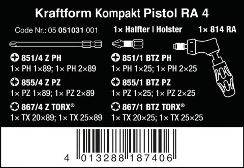 ZESTAW NARZĘDZI WKRĘTAKOWYCH KRAFTFORM KOMPAKT, 13SZT. WERA