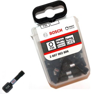 BIT, GROT, KOŃCÓWKA T25 25MM IMP 25PCS BOSCH