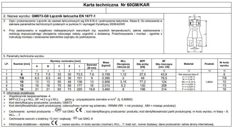 ŁĄCZNIK ŁAŃCUCHA GM073-G8 10 UN