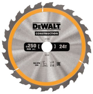 PIŁA TARCZOWA DO DREWNA 250/30MM, 24 ZĘBY DEWALT