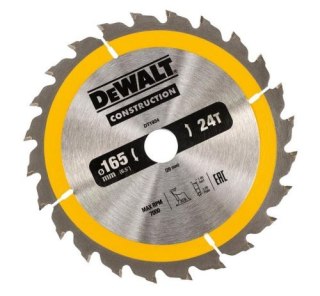 PIŁA TARCZOWA DO DREWNA 165/20MM, 24 ZĘBY DEWALT