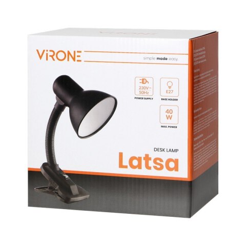 LAMPA BIURKOWA LATSA Z KLIPSEM, 40W, E27 VIRONE