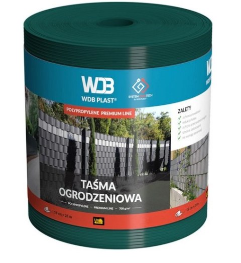 TAŚMA OGRODZENIOWA PREMIUM PP ZIELONY 190MM*26MB UN