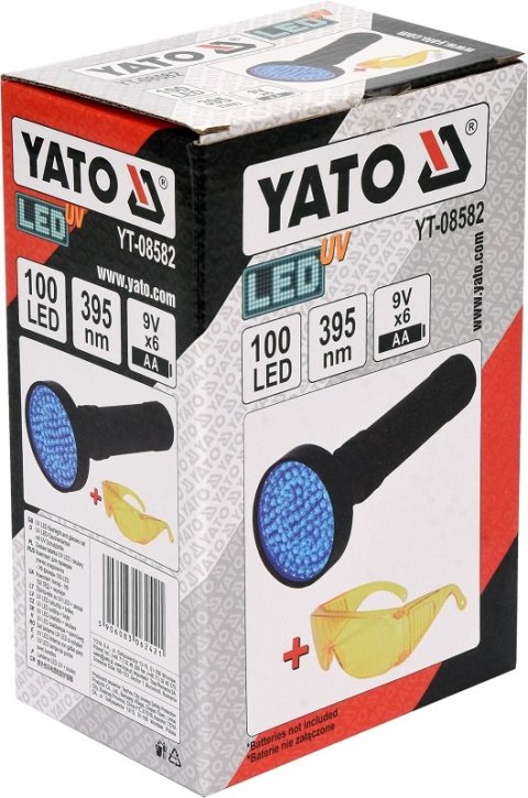 ZESTAW LATARKA UV 100 LED I OKULARY YATO