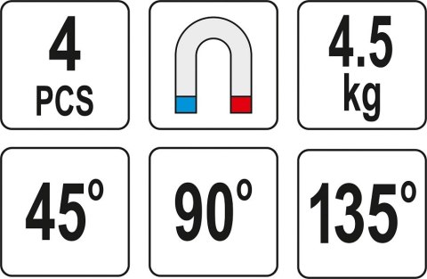 ZESTAW SPAWALNICZYCH KĄTOWNIKÓW MAGNETYCZNYCH MINI 4 SZT. YATO