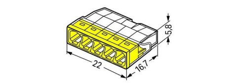 SZYBKOZŁĄCZKA WAGO 2273-205 5X0,5-2,5 MM2 ŻÓŁTA 20 SZT WAGO