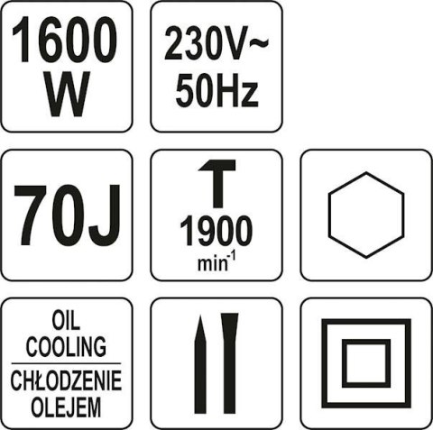 MŁOT WYBURZENIOWY 70J CHŁODZONY OLEJEM 1600W HEX YATO