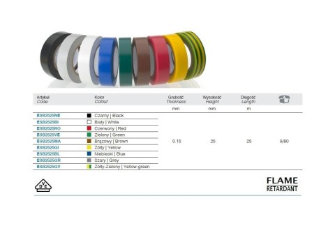 TAŚMA ELEKTROIZOLACYJNA 25M*25MM CZARNA BETA