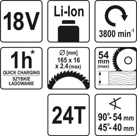 PILARKA 18V ,165MM BEZ AKUMULATORA YATO