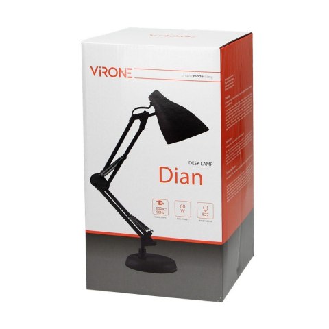 LAMPA BIURKOWA DIAN 60W E27 STAL, BIAŁA VIRONE