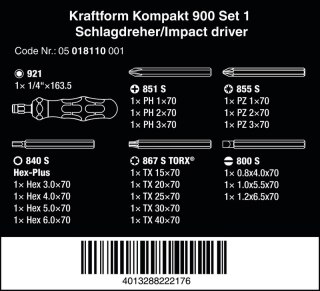 WKRĘTAK UDAROWY KRAFTFORM KOMPAKT 900 WERA