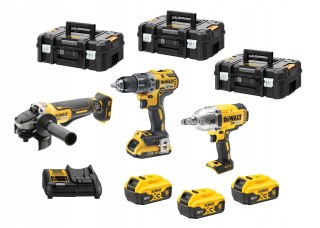 ZESTAW COMBO 18V DCD791+DCG406+DCF899+3*5.0AH+3 KUFRY DEWALT