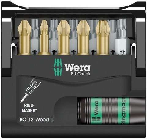 ZESTAW BITÓW BIT-CHECK 12 WOOD 1, 12CZ. WERA