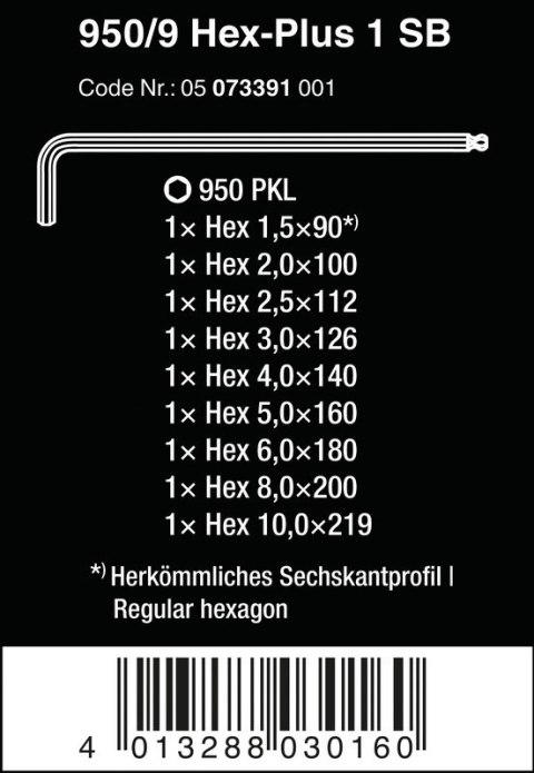 ZESTAW KLUCZY TRZPIENIOWYCH METRYCZNYCH Z KULKĄ HEX PLUS 9CZ WERA