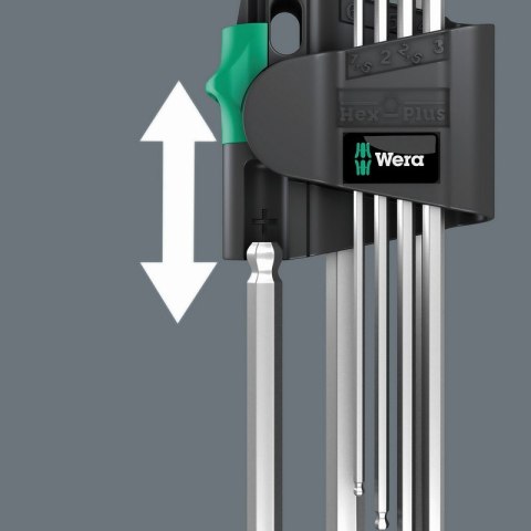 ZESTAW KLUCZY TRZPIENIOWYCH Z KULKĄ HEX PLUS 7CZ, MAGNETYZER WERA