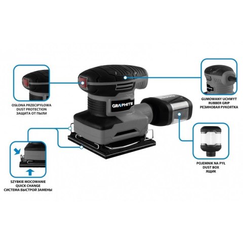 SZLIFIERKA OSCYLACYJNA 240W, STOPA 110*100 MM GRAPHITE