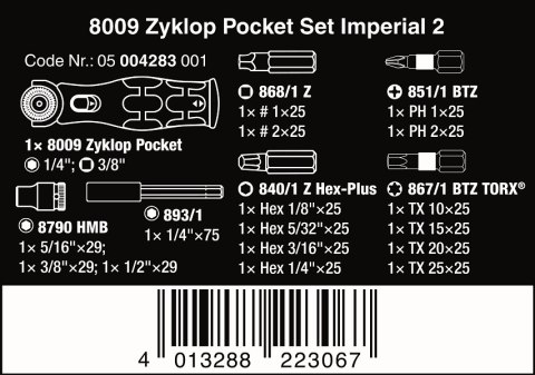 ZESTAW ZYKLOP POCKET SET IMPERIAL SET 2, 18CZ. WERA