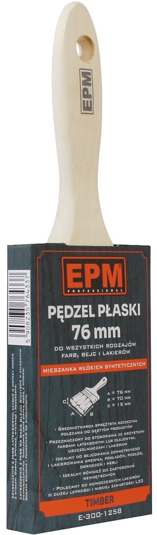 PĘDZEL ANGIELSKI PŁASKI TIMBER 76MM 3'' EPM