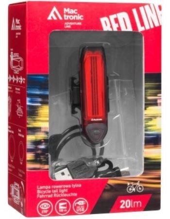 LAMPA ROWEROWA TYLNA 20LM ŁADOWALNA MACTRONIC