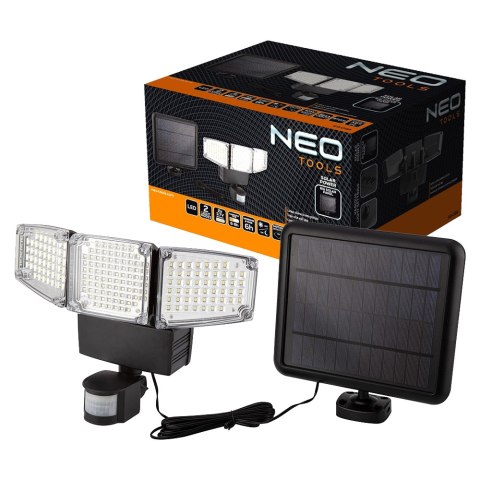 LAMPA SOLARNA ŚCIENNA POTRÓJNA LED 1000LM NEO