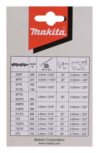 ŁAŃCUCH TNĄCY 40CM, PODZIAŁKA 3/8'' SZER. ,1.3MM MAKITA