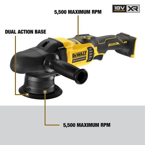 POLERKA ROTACYJNO-MIMOŚRODOWA 18V XR 125MM 0*AH DEWALT