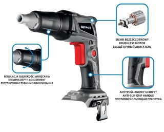 WKRĘTARKA AKUM. BEZSZCZ.1/4''DO PŁYT G/K ENERGY+ 18V BEZ AKU GRAPHITE