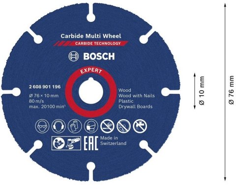 TARCZA UNIWERSALNA EXPERT CARBIDE MULTI WHEEL CMW 79*10MM BOSCH