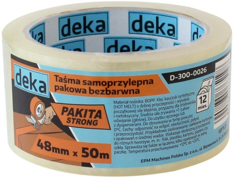 TAŚMA PAKOWA BEZBARWNA STRONG 48MM*50M DEKA