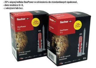 KOŁEK DUOPOWER 6*30 S Z WKRĘTEM MOCOWANIE UNIWERSALNE 60 SZT FISCHER