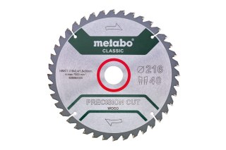 PIŁA TARCZOWA PRECISION CUT WOOD 216*30MM Z40 METABO