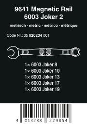 ZESTAW KLUCZY PŁASKO-OCZKOWYCH 6003 JOKER 2+LISTA MAGN. WERA