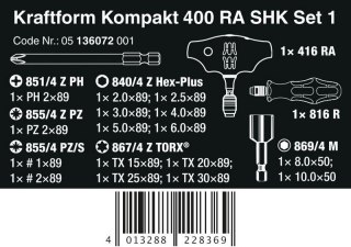 ZESTAW KRAFTFORM KOMPAKT 400 RA SHK SET 1, 19 CZĘŚĆ WERA